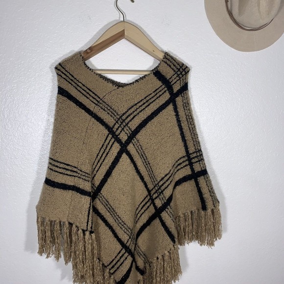 Janice Black Brown Tasseled Fringed Sweater Poncho (one Size Fits All) Women’s - Picture 4 of 7